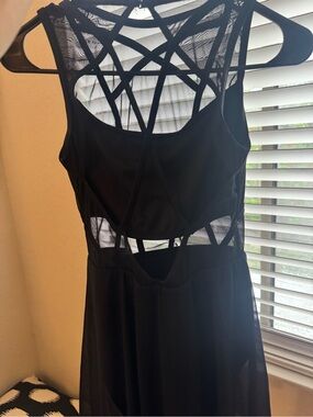 Weissman Black Mesh Strappy Contemporary Lyrical Dance Dress Adult Small